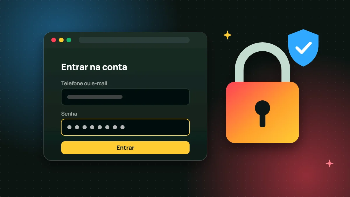 Tela de login com campos de telefone ou e-mail e senha